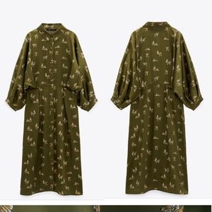 ZARA Tiger Print Midi Dress -Small